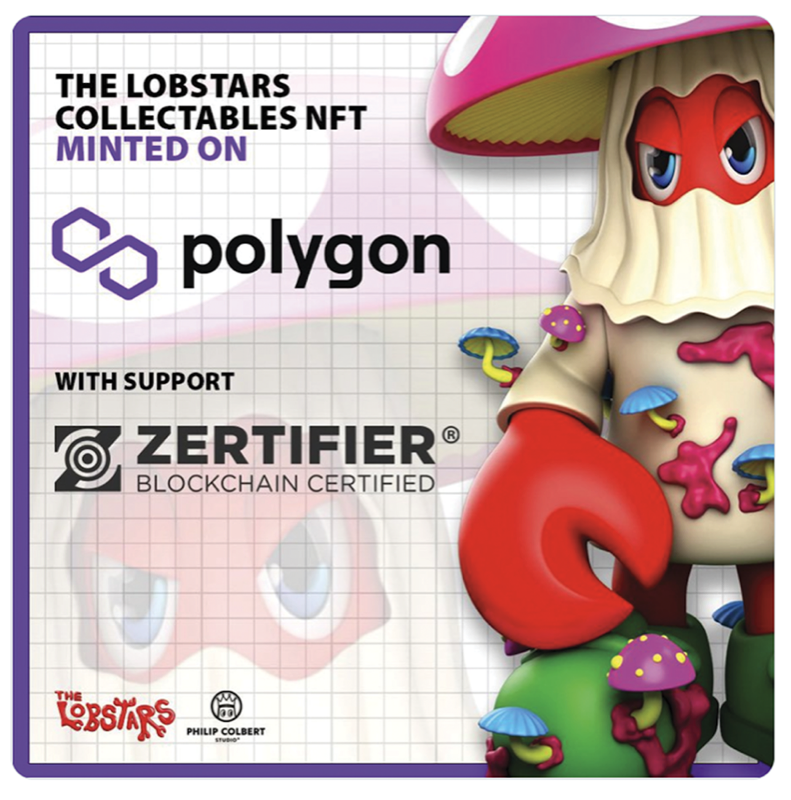 Philip Colbert Lobstars collectible NFT with Zertifier Blockchain Certified support